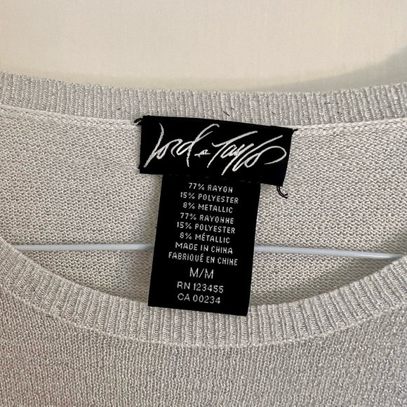 Silver shiny sweater. Lord and Taylor. GREAT CONDITION. Worn only twice. - Picture 3 of 5